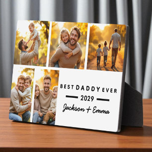 5 Photo Collage Modern Best Dad Ever Father's Day  Plaque