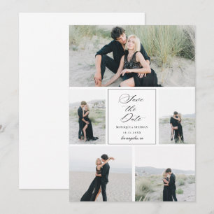 5 Photo Collage Monochrome Black and White Wedding Save The Date