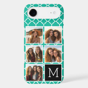 5 Photo Collage Monogram - Emerald Green and Black