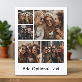 5 Photo Collage Optional Text -- CAN Edit Colour Postcard