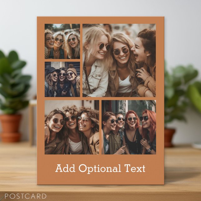 5 Photo Collage Optional Text -- CAN Edit Colour Postcard (Photo Postcard - Customize with your pictures)