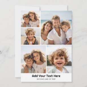 5 Photo Collage Optional Text - Minimal Modern Holiday Card