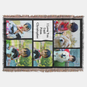 5 Photo Collage Picture Father's Day Throw Blanket