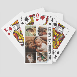 5 photo collage template family playing cards