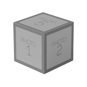 5 Photo Collage with Solid Charcoal Grey Border Cube