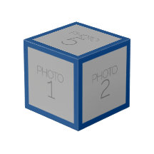 5 Photo Collage with Solid Royal Blue Border Cube