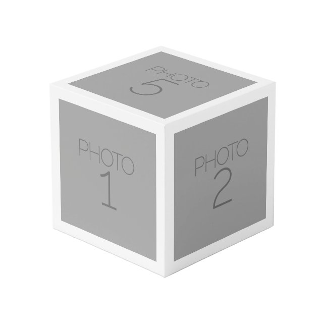 5 Photo Collage with Solid White Border Cube (Front Angled)