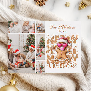  5 Photo Cute Gingerbread  Christmas  Holiday Card