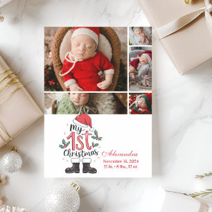 5 Photo Cute Santa Baby 1st Christmas Holiday Card