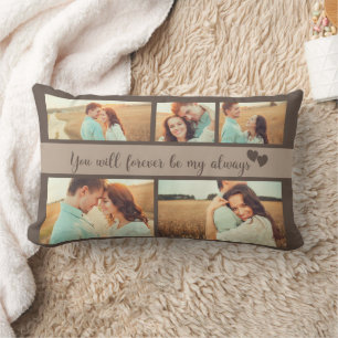 5 Photo Engagement Wedding Love Quote Lumbar Cushion