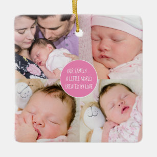 5 Photo Family Little World Created By Love Names Ceramic Ornament