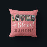 5 Photo Fill Letters Loved and Blessed Grandma Cushion<br><div class="desc">Lovely pink stripe background with fun photo fill letters. Letters spell loved. Loved and blessed grandma custom photo gift template. Great for mother's day,  grandparents day,  birthday,  or just because you want to surprise your favourite grandma with this unique personalised gift. Faux silver frame.</div>