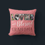 5 Photo Fill Letters Loved and Blessed Grandma Cushion<br><div class="desc">Lovely pink stripe background with fun photo fill letters. Letters spell loved. Loved and blessed grandma custom photo gift template. Great for mother's day,  grandparents day,  birthday,  or just because you want to surprise your favourite grandma with this unique personalised gift. Faux silver frame.</div>