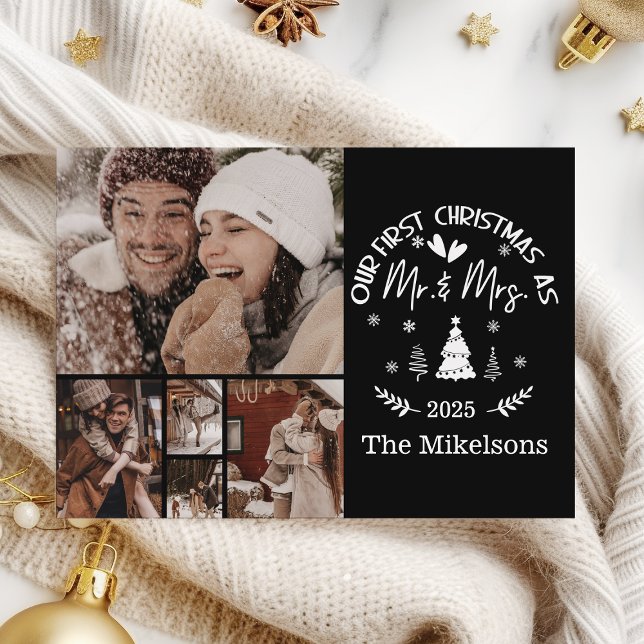 5 Photo First Christmas as Mr. & Mrs Holiday Card (Creator Uploaded)