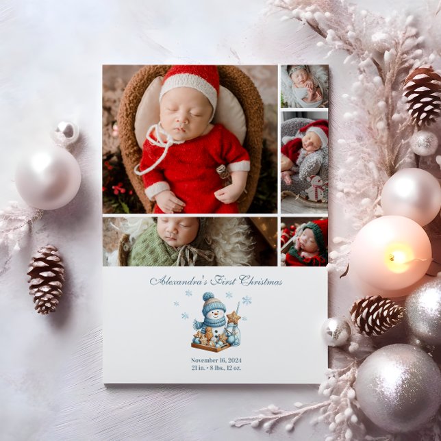 5 Photo First Christmas Birth Announcement  (Creator Uploaded)