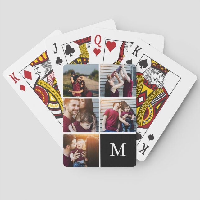 5 Photo Gallery Colour Block Monogram Playing Cards (Back)