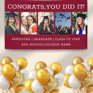 5 Photo Graduation 2026 Congrats Grad Burgundy Banner