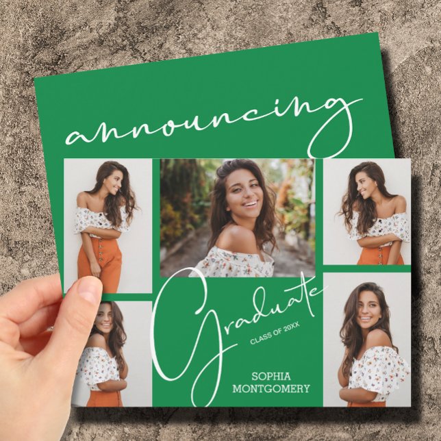 5 Photo Green Graduation Announcements (Creator Uploaded)