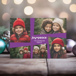 5 Photo Holiday Collage Retro Joy and Peace Purple