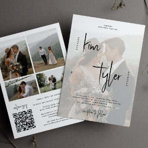 5 Photo modern elegant QR code wedding Invitation