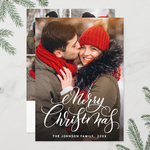 5 PHOTO Modern Merry Christmas Greeting Holiday Card