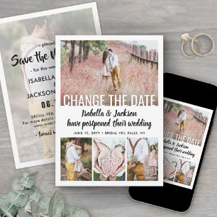 5 Photo Modern Minimal Wedding Postpone Change Save The Date