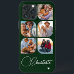 5 Photo Modern Trendy Simple Personalised Name iPhone 13 Pro Max Case<br><div class="desc">5 Photo Modern Trendy Simple Heart Personalised Name iPhone Phone Cases features five of your favourite photos with your personalised name in elegant white calligraphy script accented with a love heart. Personalise by editing the text in the text box provided. Perfect for birthday, Christmas, Mother's Day, baby showers, bridal showers,...</div>
