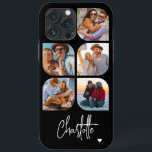 5 Photo Modern Trendy Simple Personalised Name iPhone 13 Pro Max Case<br><div class="desc">5 Photo Modern Trendy Simple Heart Personalised Name iPhone Phone Cases features five of your favourite photos with your personalised name in elegant white calligraphy script accented with a love heart. Personalise by editing the text in the text box provided. Perfect for birthday, Christmas, Mother's Day, baby showers, bridal showers,...</div>