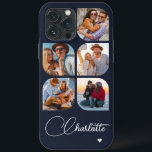 5 Photo Modern Trendy Simple Personalised Name iPhone 13 Pro Max Case<br><div class="desc">5 Photo Modern Trendy Simple Heart Personalised Name iPhone Phone Cases features five of your favourite photos with your personalised name in elegant white calligraphy script accented with a love heart. Personalise by editing the text in the text box provided. Perfect for birthday, Christmas, Mother's Day, baby showers, bridal showers,...</div>