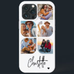 5 Photo Modern Trendy Simple Personalised Name iPhone 13 Pro Max Case<br><div class="desc">5 Photo Modern Trendy Simple Heart Personalised Name iPhone Phone Cases features five of your favourite photos with your personalised name in elegant black calligraphy script accented with a love heart. Personalise by editing the text in the text box provided. Perfect for birthday, Christmas, Mother's Day, baby showers, bridal showers,...</div>