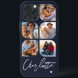 5 Photo Modern Trendy Simple Personalised Name iPhone 13 Pro Max Case<br><div class="desc">5 Photo Modern Trendy Simple Heart Personalised Name iPhone Phone Cases features five of your favourite photos with your personalised name in elegant white calligraphy script accented with a love heart. Personalise by editing the text in the text box provided. Perfect for birthday, Christmas, Mother's Day, baby showers, bridal showers,...</div>