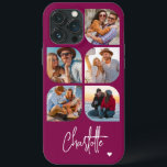 5 Photo Modern Trendy Simple Personalised Name iPhone 13 Pro Max Case<br><div class="desc">5 Photo Modern Trendy Simple Heart Personalised Name iPhone Phone Cases features five of your favourite photos with your personalised name in elegant white calligraphy script accented with a love heart. Personalise by editing the text in the text box provided. Perfect for birthday, Christmas, Mother's Day, baby showers, bridal showers,...</div>