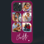 5 Photo Modern Trendy Simple Personalised Name iPhone 13 Pro Max Case<br><div class="desc">5 Photo Modern Trendy Simple Heart Personalised Name iPhone Phone Cases features five of your favourite photos with your personalised name in elegant white calligraphy script accented with a love heart. Personalise by editing the text in the text box provided. Perfect for birthday, Christmas, Mother's Day, baby showers, bridal showers,...</div>