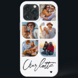 5 Photo Modern Trendy Simple Personalised Name iPhone 13 Pro Max Case<br><div class="desc">5 Photo Modern Trendy Simple Heart Personalised Name iPhone Phone Cases features five of your favourite photos with your personalised name in elegant white calligraphy script accented with a love heart. Personalise by editing the text in the text box provided. Perfect for birthday, Christmas, Mother's Day, baby showers, bridal showers,...</div>