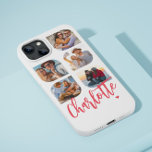 5 Photo Modern Trendy Simple Personalised Name iPhone 13 Pro Max Case<br><div class="desc">5 Photo Modern Trendy Simple Heart Personalised Name iPhone Phone Cases features five of your favourite photos with your personalised name in elegant pink calligraphy script accented with a love heart. Personalise by editing the text in the text box provided. Perfect for birthday, Christmas, Mother's Day, baby showers, bridal showers,...</div>