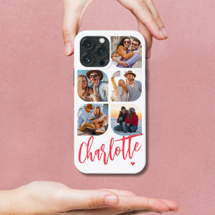 5 Photo Modern Trendy Simple Personalised Name iPhone 13 Pro Max Case