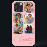 5 Photo Modern Trendy Simple Personalised Name iPhone 13 Pro Max Case<br><div class="desc">5 Photo Modern Trendy Simple Heart Personalised Name iPhone Phone Cases features five of your favourite photos with your personalised name in elegant pink calligraphy script accented with a love heart. Personalise by editing the text in the text box provided. Perfect for birthday, Christmas, Mother's Day, baby showers, bridal showers,...</div>