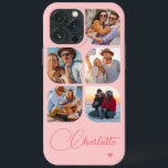 5 Photo Modern Trendy Simple Personalised Name iPhone 13 Pro Max Case<br><div class="desc">5 Photo Modern Trendy Simple Heart Personalised Name iPhone Phone Cases features five of your favourite photos with your personalised name in elegant pink calligraphy script accented with a love heart. Personalise by editing the text in the text box provided. Perfect for birthday, Christmas, Mother's Day, baby showers, bridal showers,...</div>