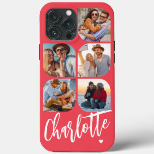 5 Photo Modern Trendy Simple Personalised Name iPhone 13 Pro Max Case