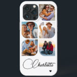 5 Photo Modern Trendy Simple Personalised Name iPhone 13 Pro Max Case<br><div class="desc">5 Photo Modern Trendy Simple Heart Personalised Name iPhone Phone Cases features five of your favourite photos with your personalised name in elegant black calligraphy script accented with a love heart. Personalise by editing the text in the text box provided. Perfect for birthday, Christmas, Mother's Day, baby showers, bridal showers,...</div>