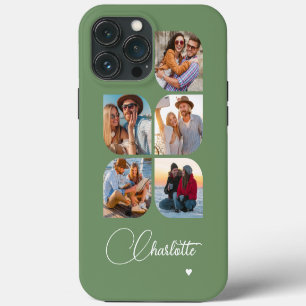 5 Photo Modern Trendy Simple Personalised Name iPhone 13 Pro Max Case