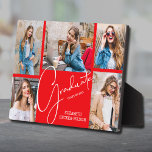5 Photo Red Graduation Keepsake Plaque<br><div class="desc">A five photo college red grid shows off your favourite photos on this graduation keepsake with the word graduate,  class year and name. MORE colours done for you in our store as well as graduation party invitations,  postcards and announcements.</div>