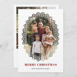 5 Photo Retro Christmas Elegant Vintage Lace Frame Holiday Card