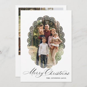 5 Photo Retro Christmas Elegant Vintage Lace Frame Holiday Card