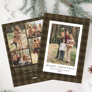 5 Photo Retro Christmas Plaid Greeting Holiday Card
