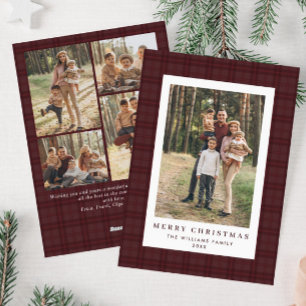 5 Photo Retro Christmas Plaid Greeting Holiday Card