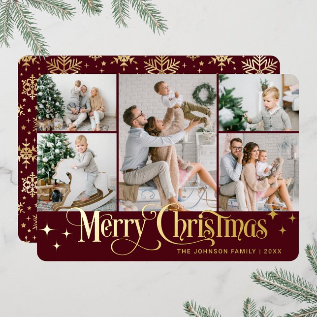 5 PHOTO Sparkle Merry Christmas Gold (PHOTO Sparkle Merry Christmas Greeting Foil Holiday Card)