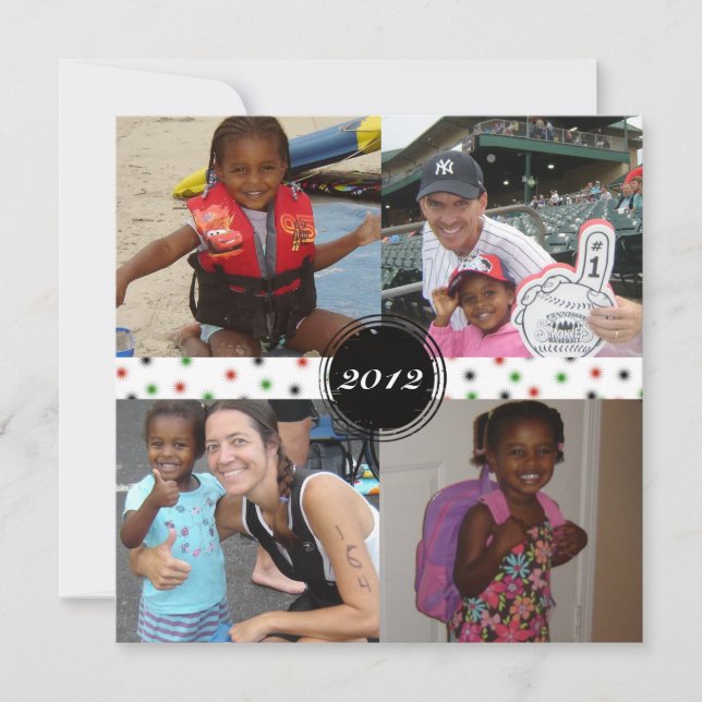 5 Photo Square Snowflake Christmas Card (Front)