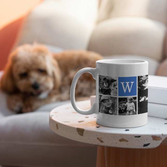 5-Photo Template Personalised Monogram Coffee Mug (Creator Uploaded)