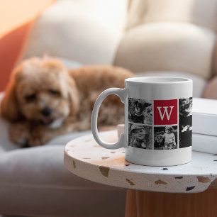 5-Photo Template Personalised Monogram Coffee Mug